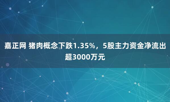 嘉正网 猪肉概念下跌1.35%，5股主力资金净流出超3000万元